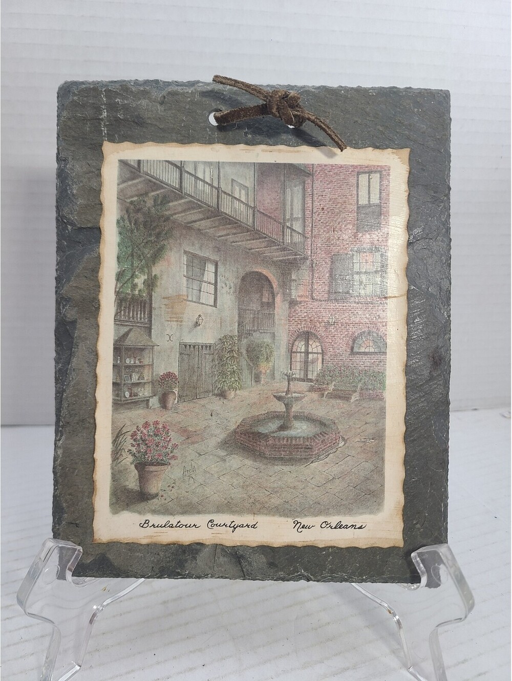 Antique 1800s French Quarter New Orleans Slate Tile Brulatour Courtyard